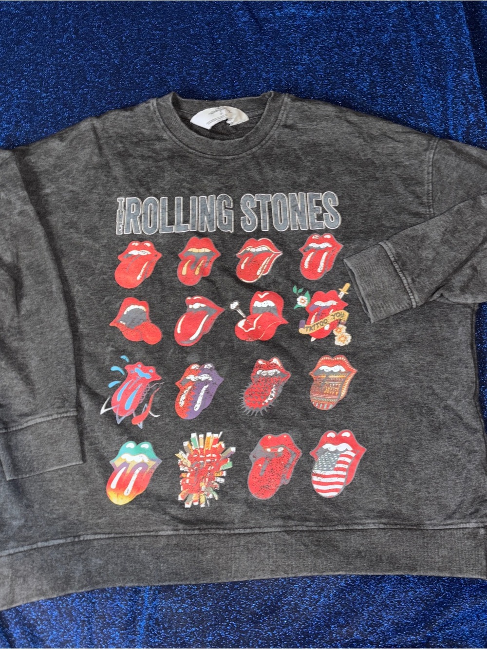the Rolling Stones Kids Black Graphic Sweatshirt oversized